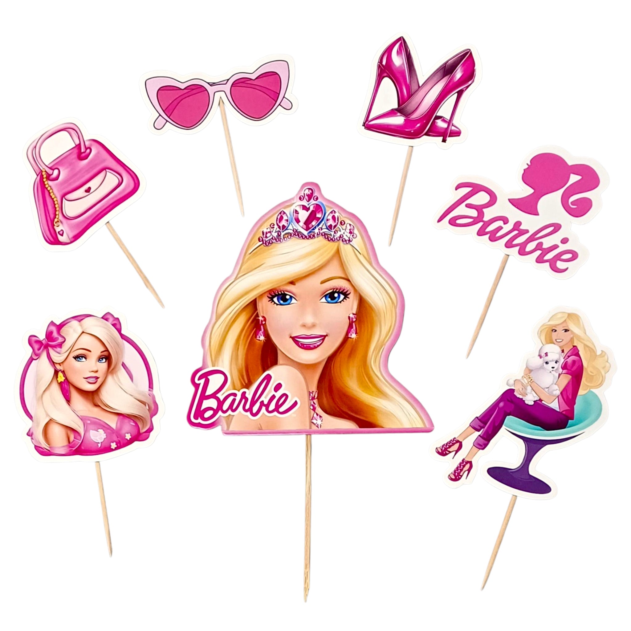 A238 Barbie Cake Toppers Paper Theme Toppers Set