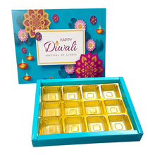 Load image into Gallery viewer, M351 Happy Diwali 12 Cavity Turquoise Delight Chocolate Box | Candles