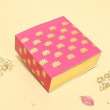 Load image into Gallery viewer, M48 Happy Diwali Pink Lotus Golden Embossed 4 Cavity Chocolate Box | Candles | Macarons