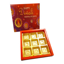 Load image into Gallery viewer, M349 Happy Diwali 9 Cavity Orange Bliss Chocolate Box | Candles