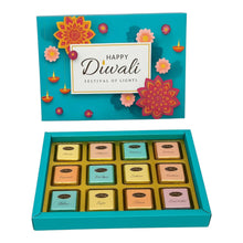 Load image into Gallery viewer, M351 Happy Diwali 12 Cavity Turquoise Delight Chocolate Box | Candles