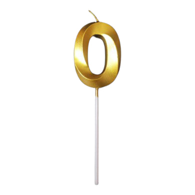 0 Number Golden Metallic Candle