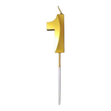 1 Number Golden Metallic Candle