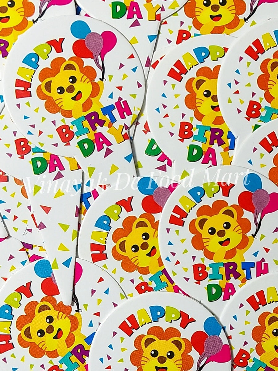 A3 Happy Birthday Small Paper Cake Topper 10 Piece Set