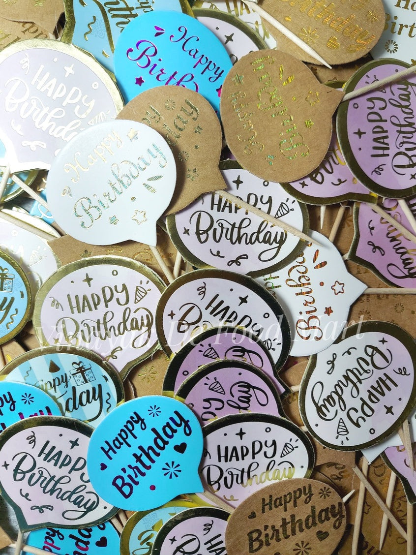 A42 Happy Birthday Paper Cake Toppers