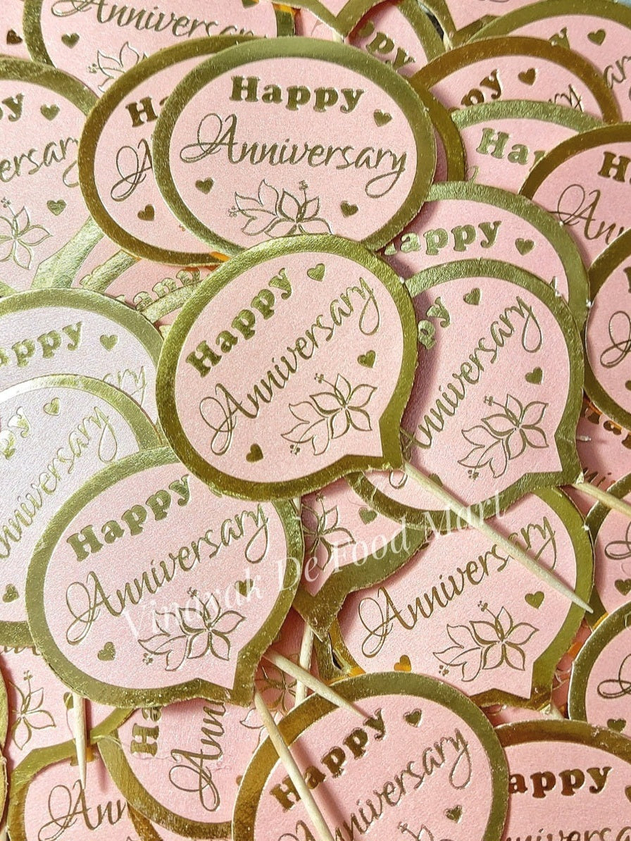 A47 Happy Anniversary Paper Cake Toppers