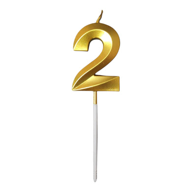 2 Number Golden Metallic Candle