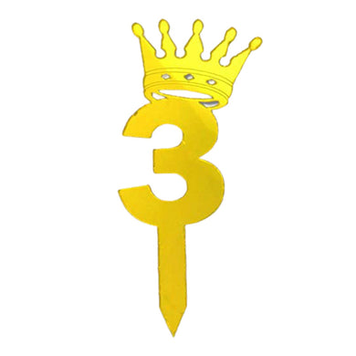 3 Number Golden Acrylic Cake Topper