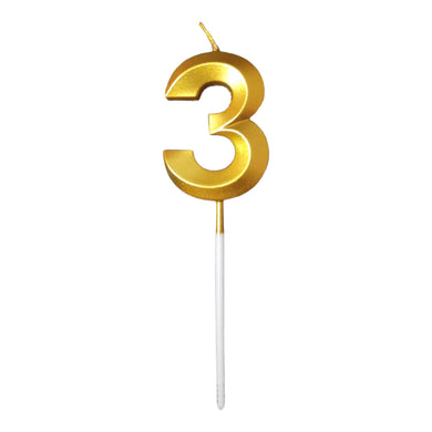 3 Number Golden Metallic Candle