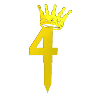4 Number Golden Acrylic Cake Topper
