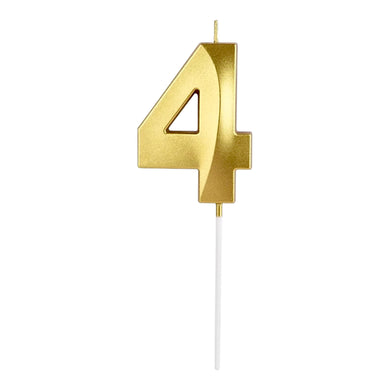 4 Number Golden Metallic Candle