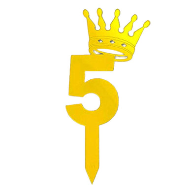 5 Number Golden Acrylic Cake Topper