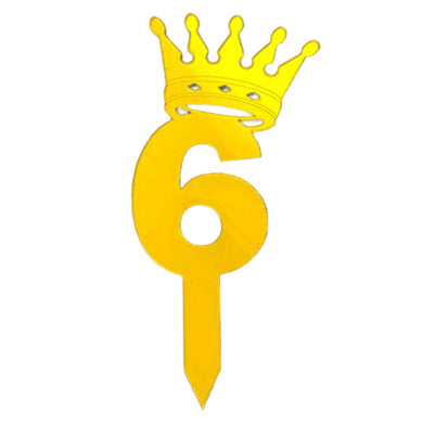 6 Number Golden Acrylic Cake Topper