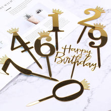 Load image into Gallery viewer, 6 Number Golden Acrylic Cake Topper 2
