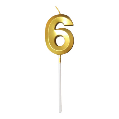 6 Number Golden Metallic Candle