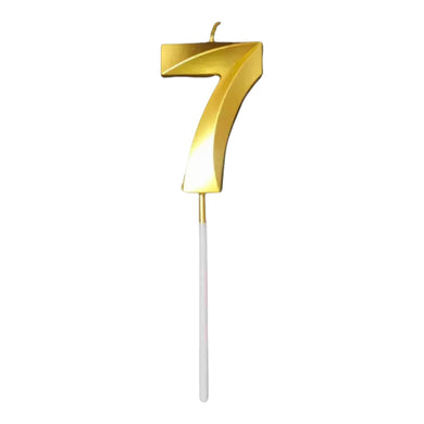 7 Number Golden Metallic Candle