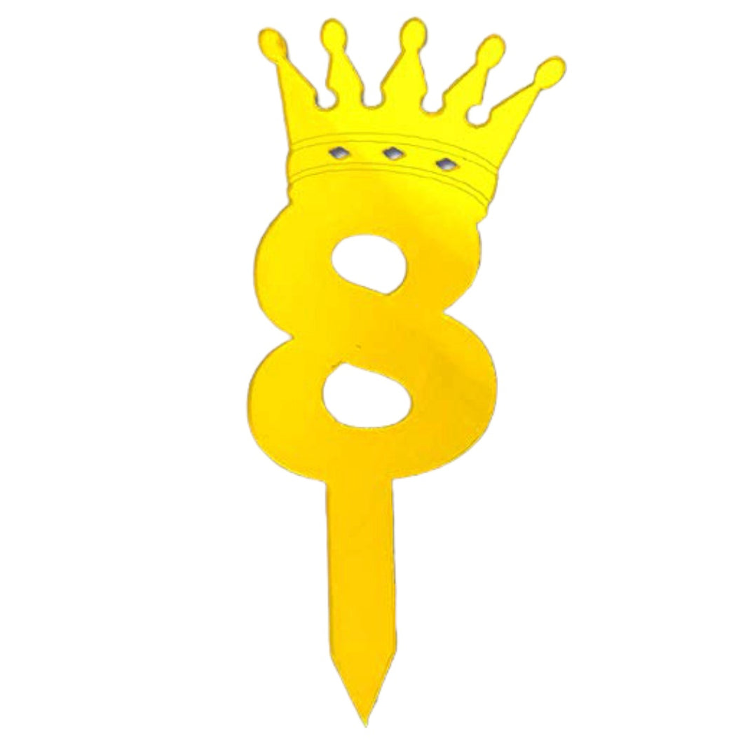 8 Number Golden Acrylic Cake Topper