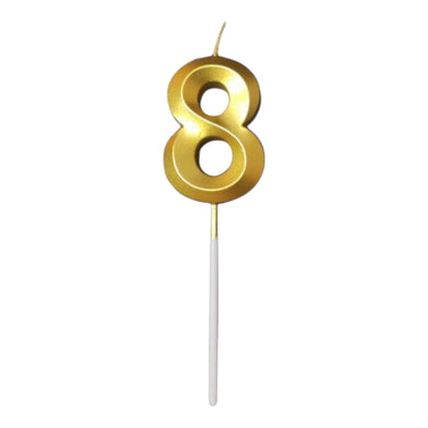 8 Number Golden Metallic Candle