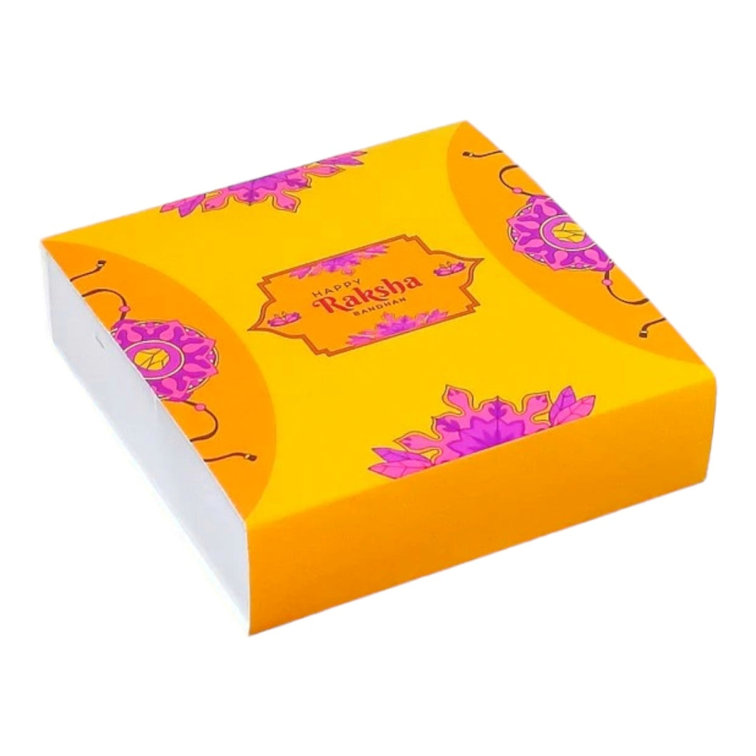 M526 9 Cavity Happy Rakhi Yellow Chocolate Box