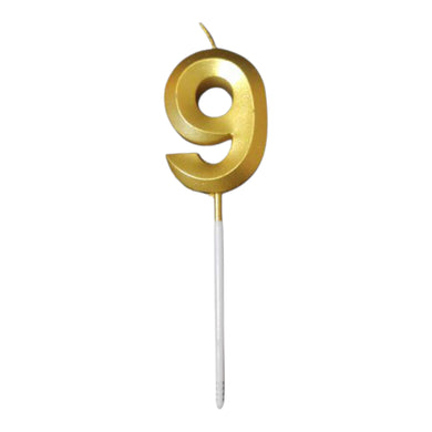9 Number Golden Metallic Candle