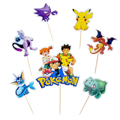 A201 Pokémon Cake Toppers | Cartoon Paper Theme Toppers Set