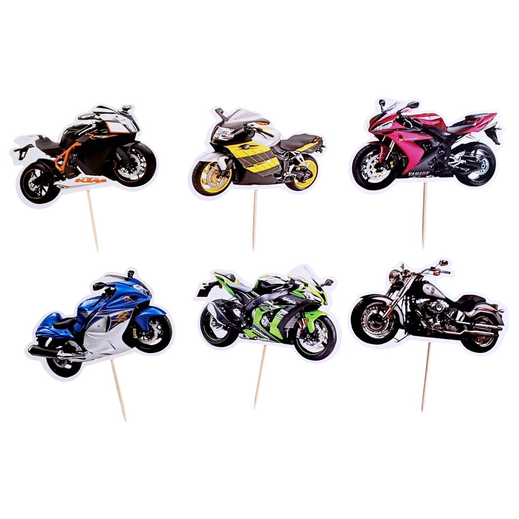 A202 Bike Cake Toppers | Paper Theme Toppers Set