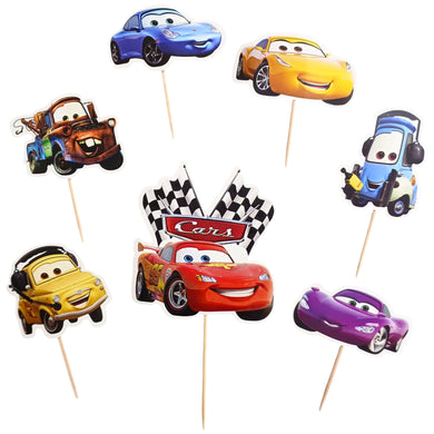 A208 Mcqueen Car Cake Toppers | Cartoon Paper Theme Toppers Set