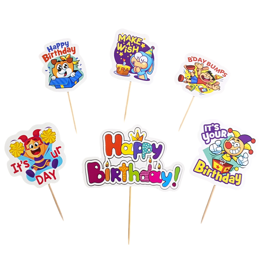 A209 Happy Birthday Cake Toppers | Paper Theme Toppers Set