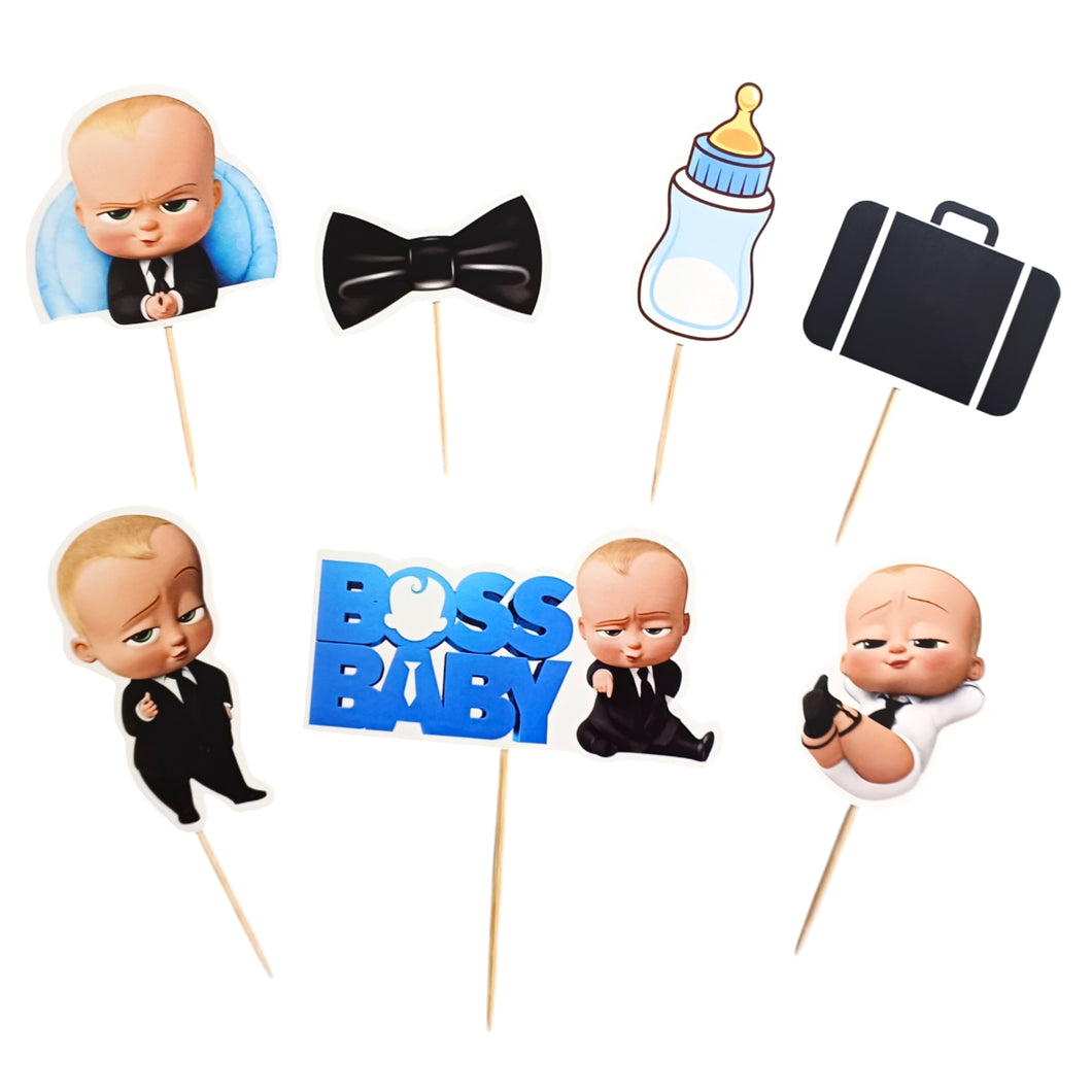 A210 Baby Boss Cake Toppers | Cartoon Paper Theme Toppers Set