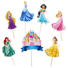 Load image into Gallery viewer, A213 Princess Cake Toppers | Cartoon Paper Theme Toppers Set
