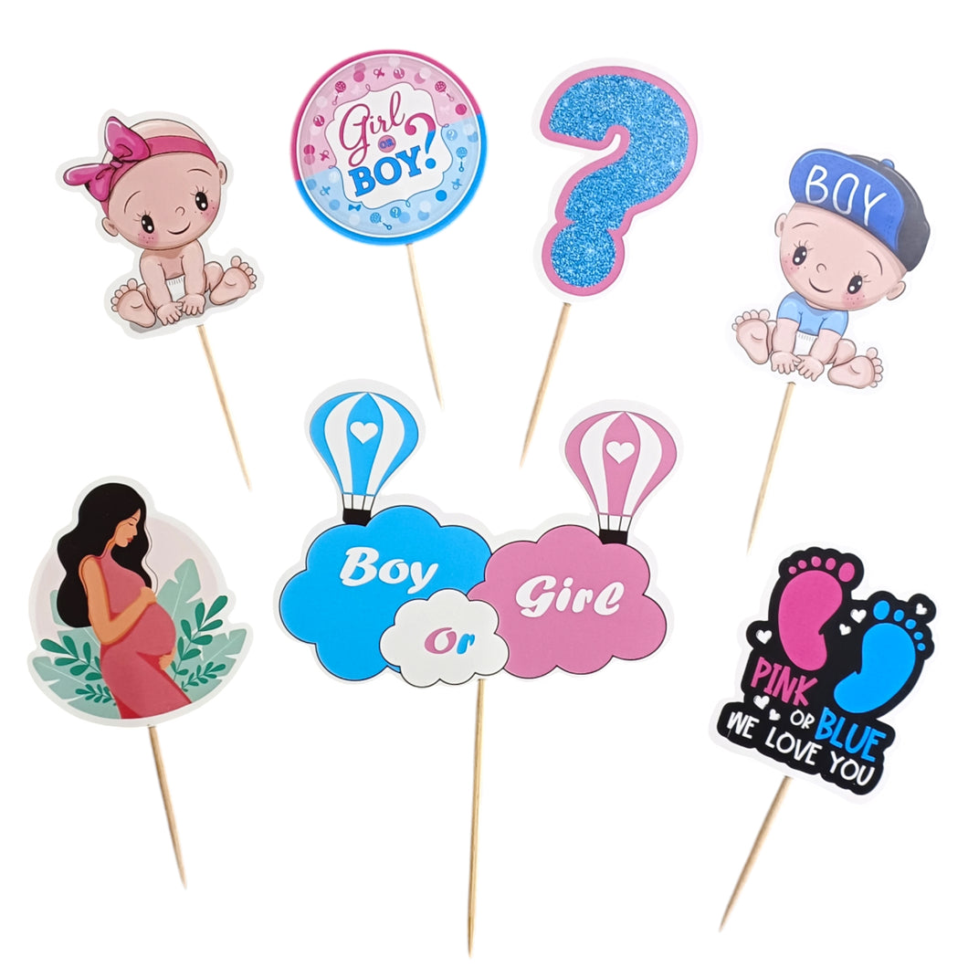 A214 Baby Shower Cake Toppers | Cartoon Paper Theme Toppers Set