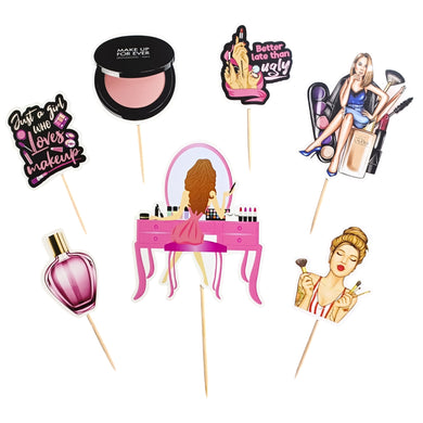 A216 Makeup Cake Toppers | Paper Theme Toppers Set