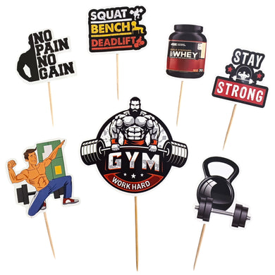 A217 Gym Cake Toppers | Paper Theme Toppers Set
