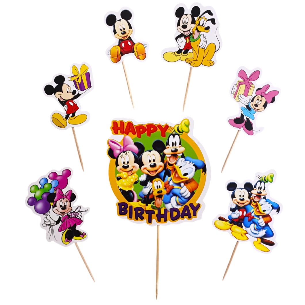 A218 Mickey Mouse Cake Toppers | Cartoon Paper Theme Toppers Set