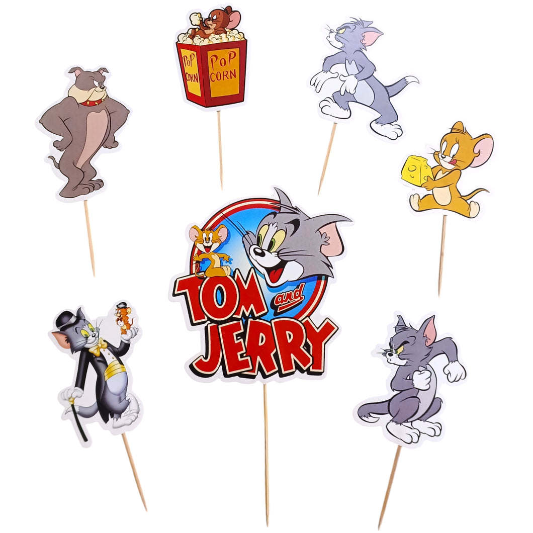 A219 Tom & Jerry Cake Toppers | Cartoon Paper Theme Toppers Set