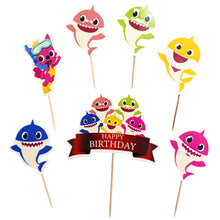 Load image into Gallery viewer, A225 Baby Shark Cake Toppers | Cartoon Paper Theme Toppers Set
