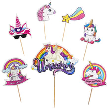 Load image into Gallery viewer, A227 Unicorn Cake Toppers | Cartoon Paper Theme Toppers Set
