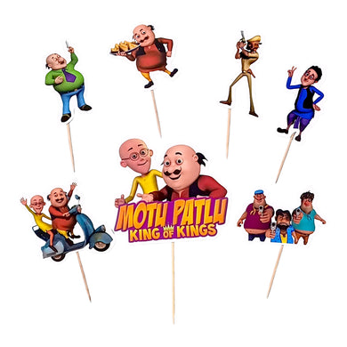 A230 Motu Patlu Cake Toppers | Cartoon Paper Theme Toppers Set