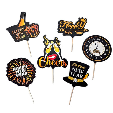 A234 Happy New Year Cake Toppers | Paper Theme Toppers Set