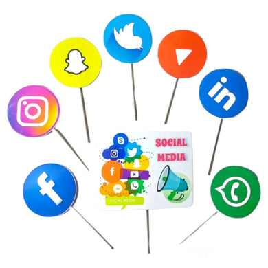 A241 Social Media Cake Toppers | Paper Theme Toppers Set