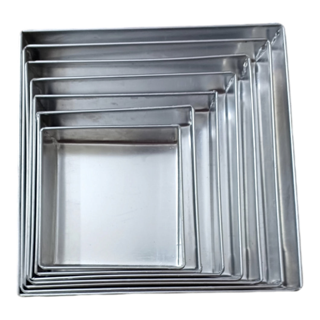 Aluminium Square Brownie Tins Heavy Quality | 2 Inches Height