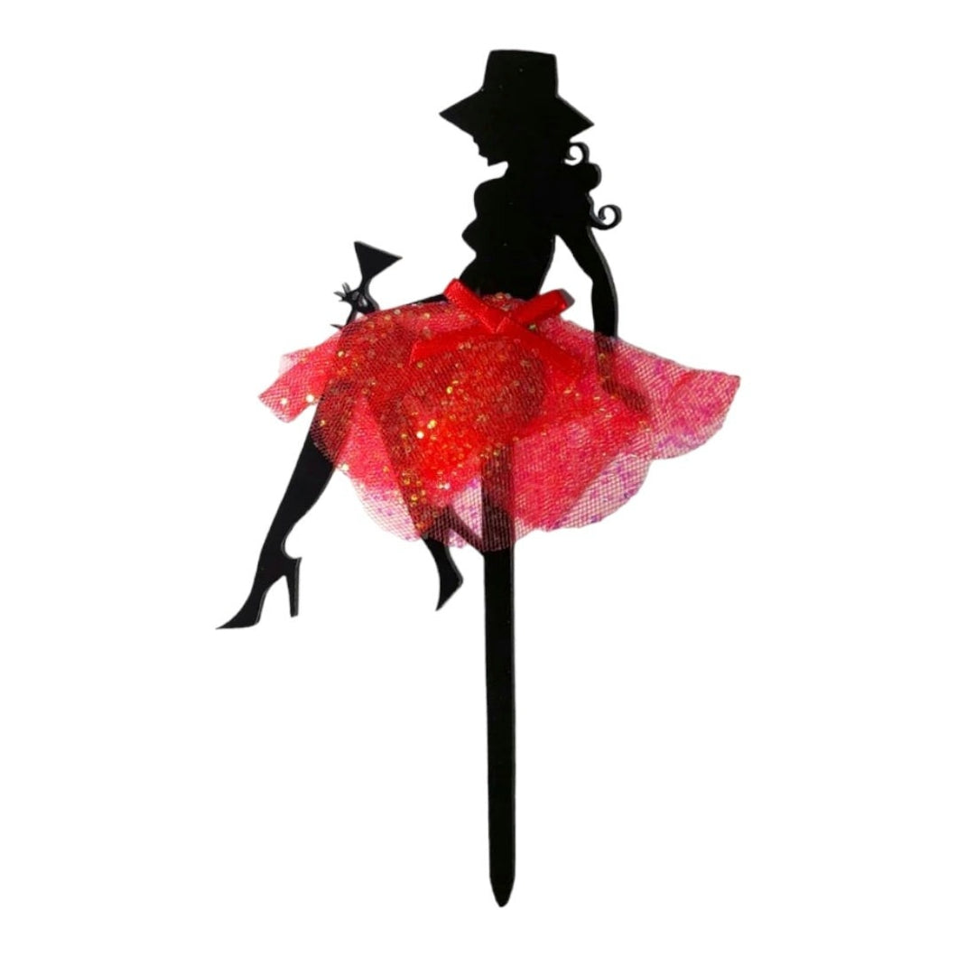 D31 Designer Red Sitting Girl | Doll | Bride Acrylic Cake Topper