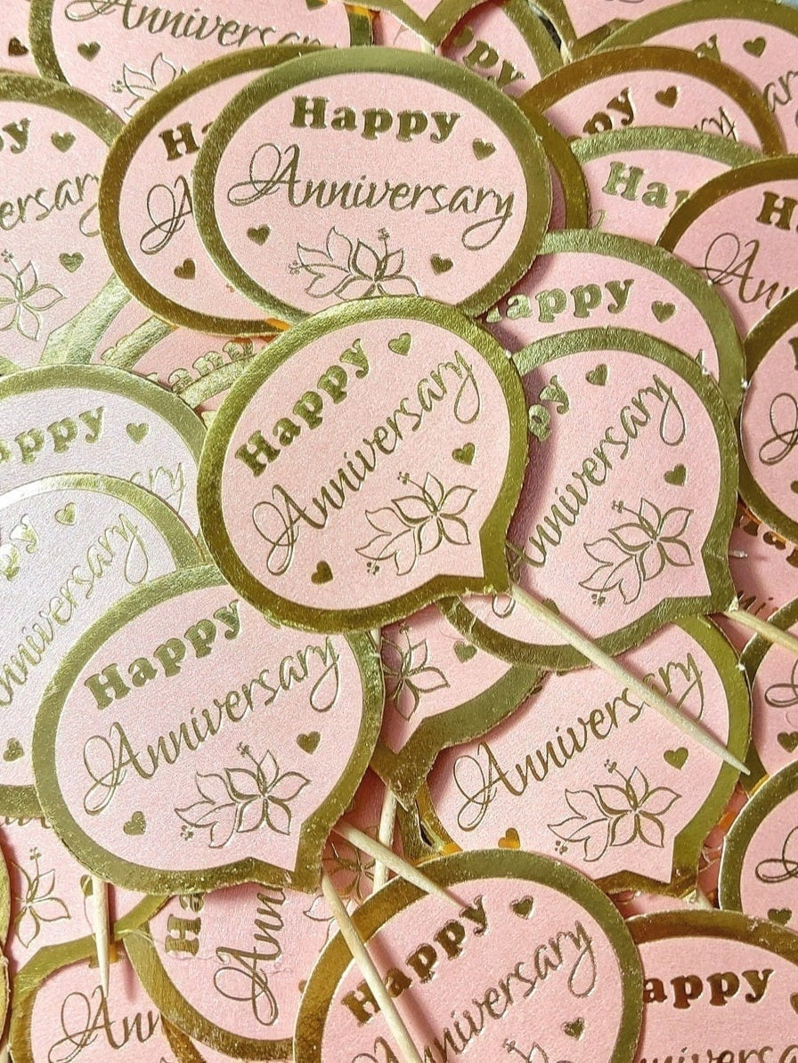 A47 Happy Anniversary Paper Cake Toppers