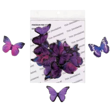 G11 Purple Butterfly Edible Pre Cut Wafer Tags