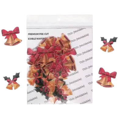 G402 Merry Christmas Bell Edible Pre Cut Wafer Tags