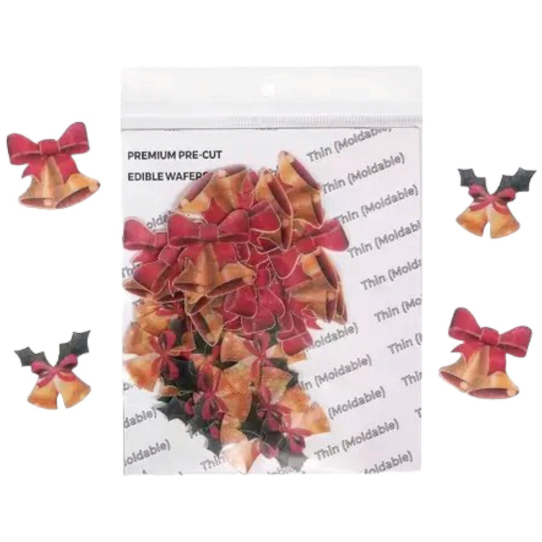 G402 Merry Christmas Bell Edible Pre Cut Wafer Tags