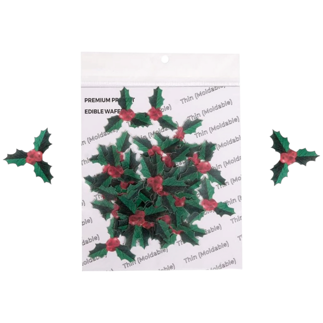 G45 Holy Leaf Christmas Edible Pre Cut Wafer Tags