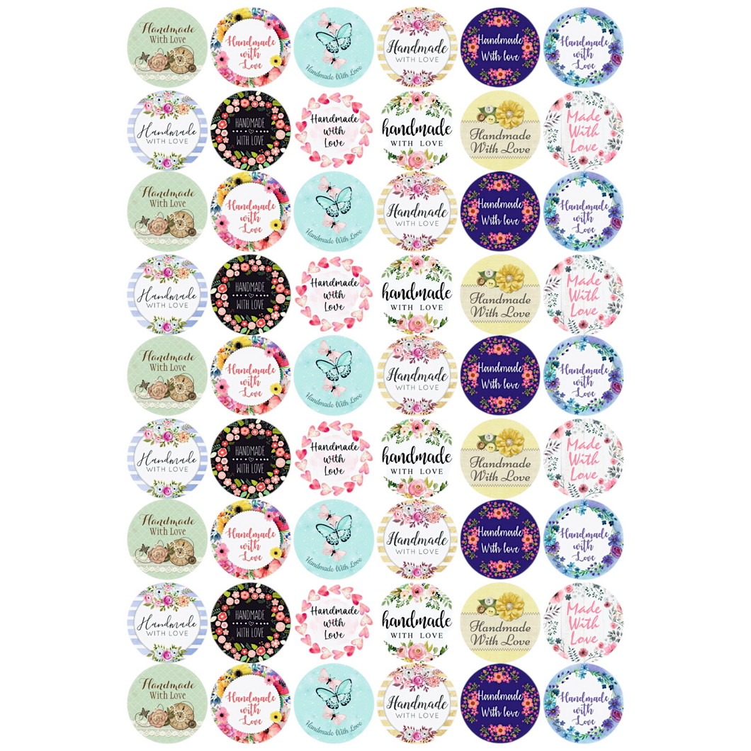 Handmade with Love Round Sticker Sheet