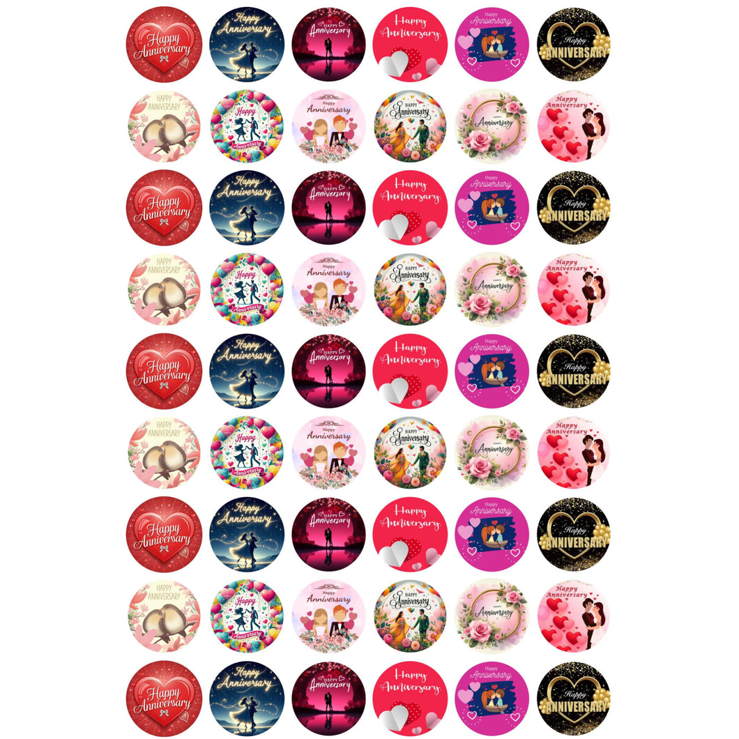Happy Anniversary Round Sticker Sheet