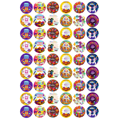 Happy Holi Round Sticker Sheet